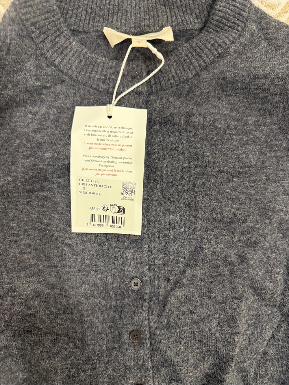 NWT Sezane Lisa Cardigan Charcoal Grey S - Picture 11 of 14